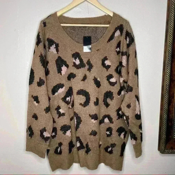 Torrid LEOPARD BRUSHED PULLOVER SWEATER Sz 2 - Picture 1 of 6